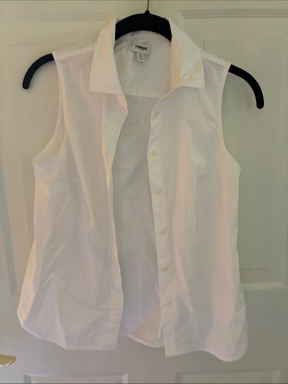J. Crew White Sleeveless Button-Down Shirt